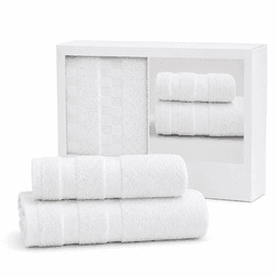 Juego de Toallas Martine Antonella 2 Piezas 100% Algodon 450 gr/m2 Caja de Regalo Blanco