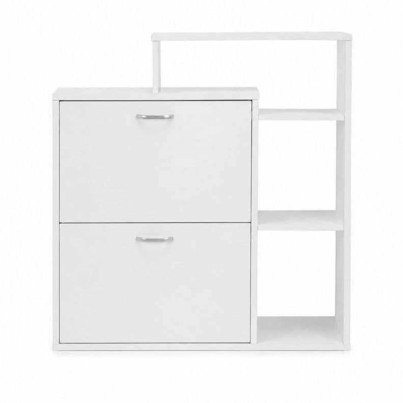 Mueble Zapatero Velux Blanco con Repisa Lateral 86,5 x 24 x 90 cm Blanco/Blanco
