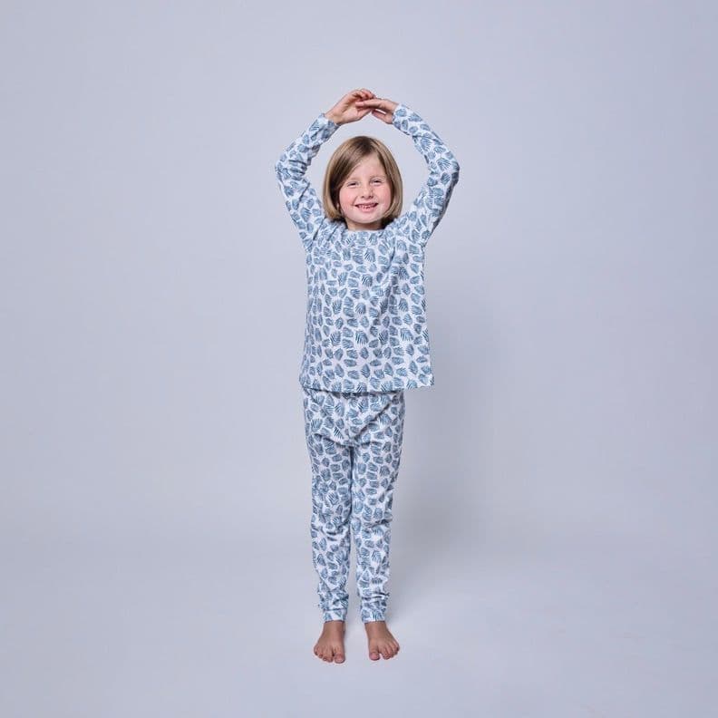 Pijama largo helecho azul nina 12