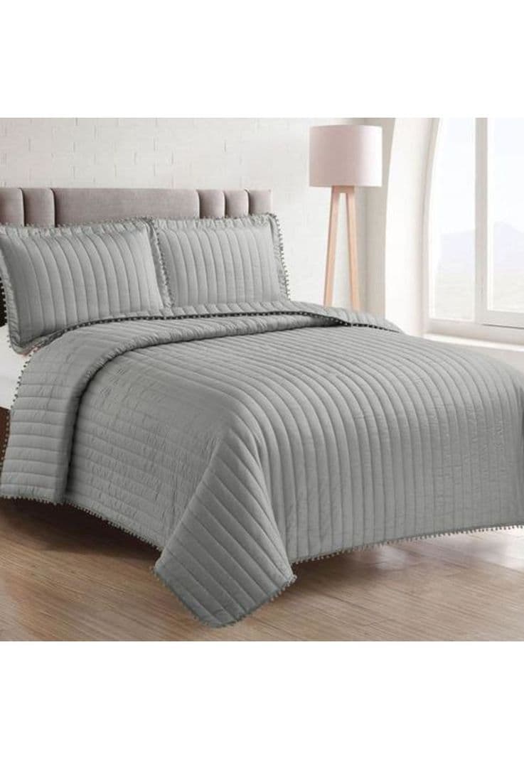 QUILT ANDES POM POM GRIS 1.5 PLAZAS Set