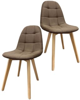 PACK 2 SILLAS CAPITONE PARA COMEDOR TAPIZADO EN LINO Cafe
