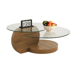 MESA DE CENTRO 120X70CM MODERNO VIDRIO REDONDO 3 NIVELES GLASSY