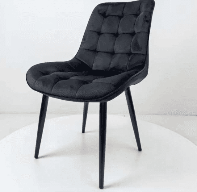 SILLAS DE COMEDOR ELEGANTE ACOLCHADO TERCIOPELO PATAS NEGRAS CUADRO