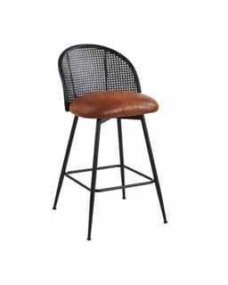 Silla de Bar Giratoria de Ratan Marsella Cafe Oscuro