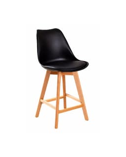 Taburete Tulip Wood Acolchado 66cm Negro
