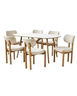 Set Comedor 6 Puestos Kiara 160 cm Beige Claro