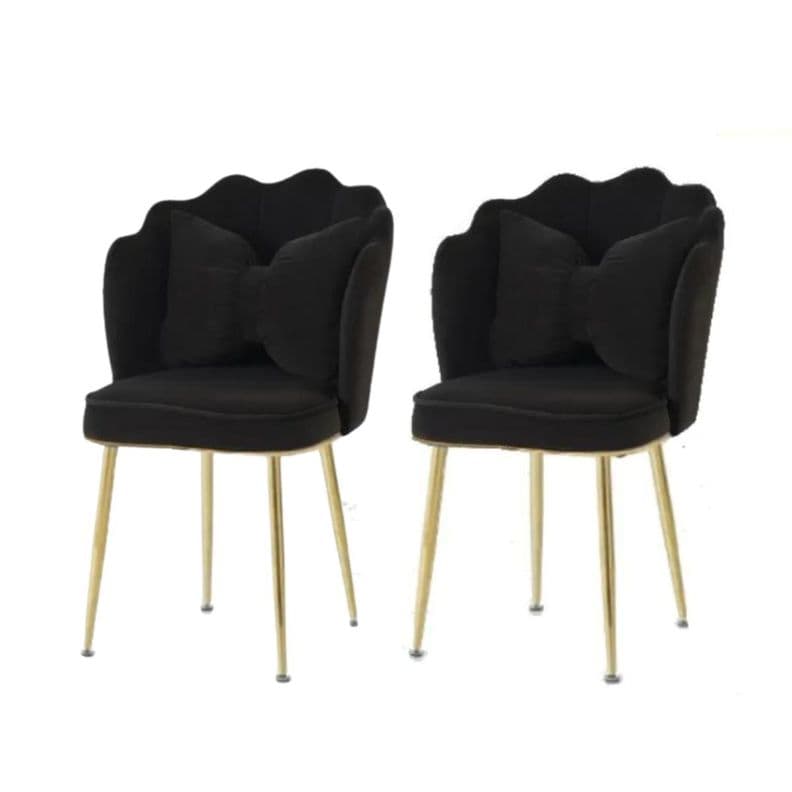 PACK 2 SILLAS SITIAL FANCY CON RESPALDO PETALO PARA TOCADOR Negro