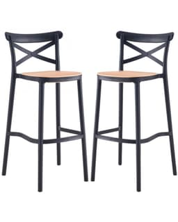 PACK 2 TABURETE PISO SENA 75CM POLIPROPILENO ASIENTO RESISTENTE Negro