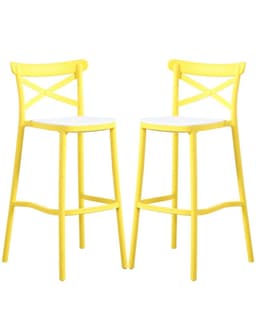 PACK 2 TABURETE PISO SENA 75CM POLIPROPILENO ASIENTO RESISTENTE Amarillo