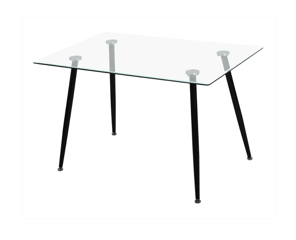 MESA DE VIDRIO PRINCE BLACK CON PATAS NEGRAS 130X80 Negro