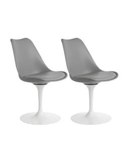 Pack 2 Sillas Tulip Iron Con Pedestal Blanco Gris