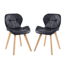 Set 2 Sillas de Comedor Radar Wood Ecocuero Negro