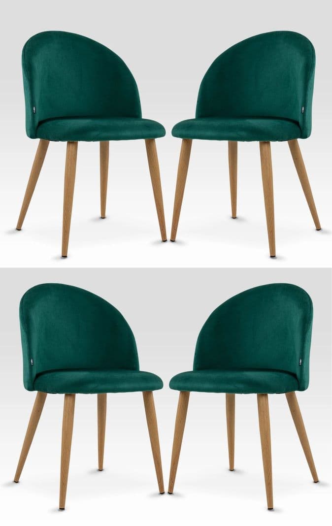 PACK 4 SILLAS PARA COMEDOR NORDIC FELPA SIMIL MADERA Verde