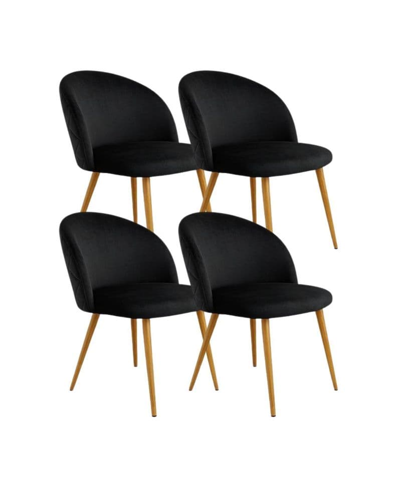 PACK 4 SILLAS PARA COMEDOR NORDIC FELPA SIMIL MADERA Negro