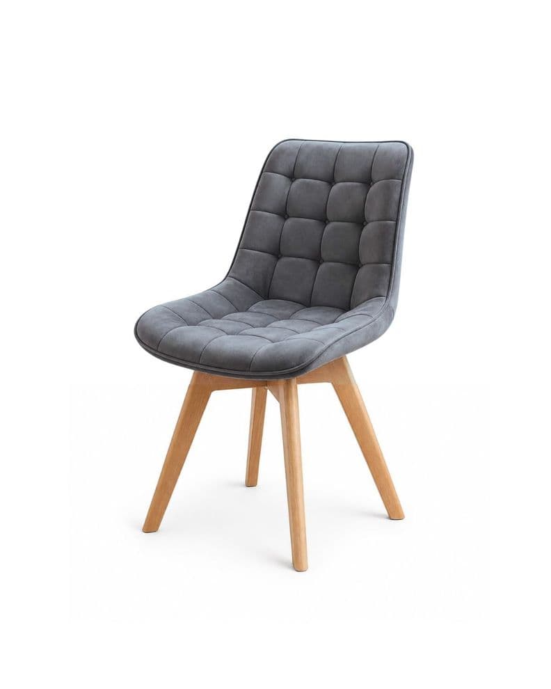 Silla de Madera Acolchada Toscana Gris Oscuro