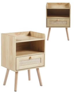 PACK 2 VELADORES WOOD 1.0 MESA DE NOCHE CON RATTAN 40X30X60