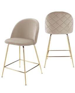PISOS TABURETES DE BAR 66 CM DELUXE GOLD SILLA TAPIZ TERCIOPELO - 2 UNIDADES Beige
