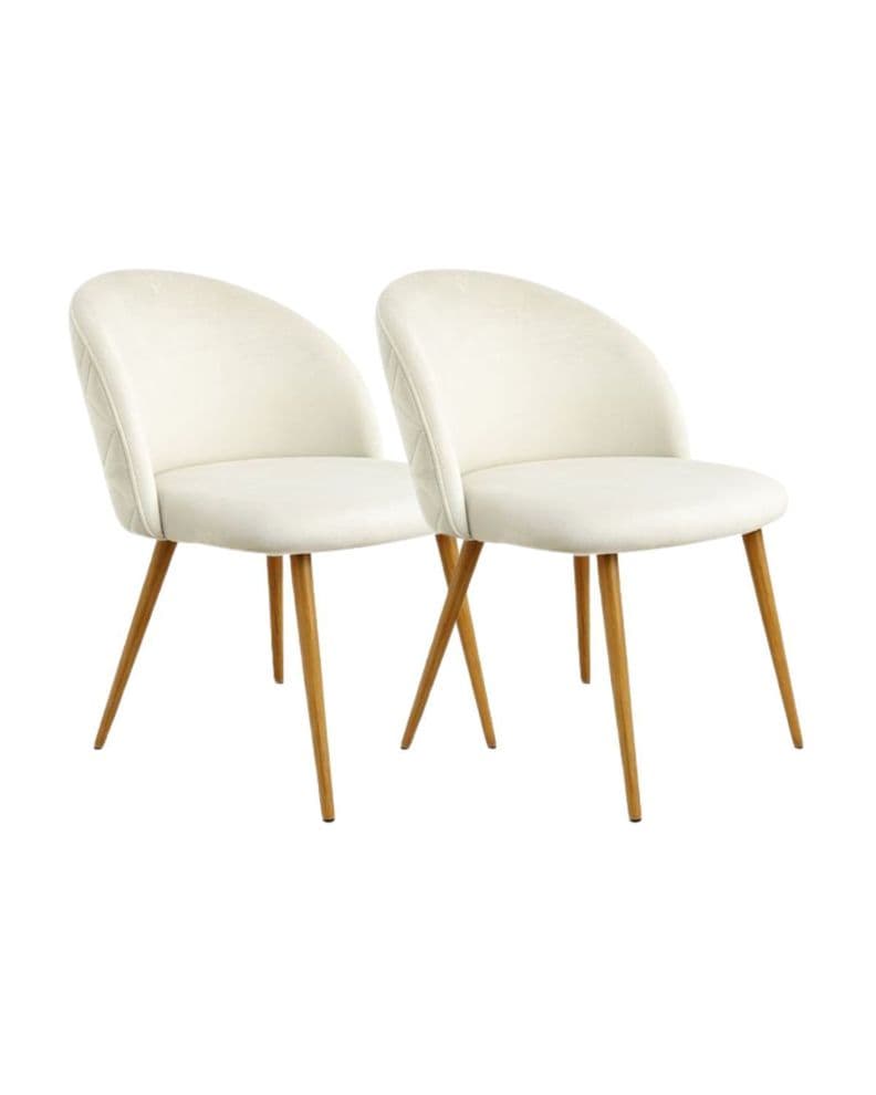 SET 2 SILLAS DIAMANTE NORDIC FELPA SIMIL MADERA Beige Natural 0