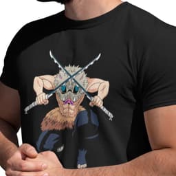 Polera Anime Kimetsu No Yaiba Demon Slayer Inosuke Negro XL