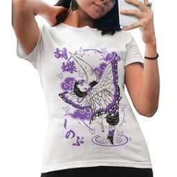 Polera Anime Kimetsu No Yaiba / Demon Slayer: Shinobu Blanco M