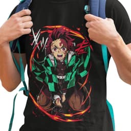 Polera Anime Kimetsu No Yaiba / Demon Slayer Tanjiro Kamado Negro S