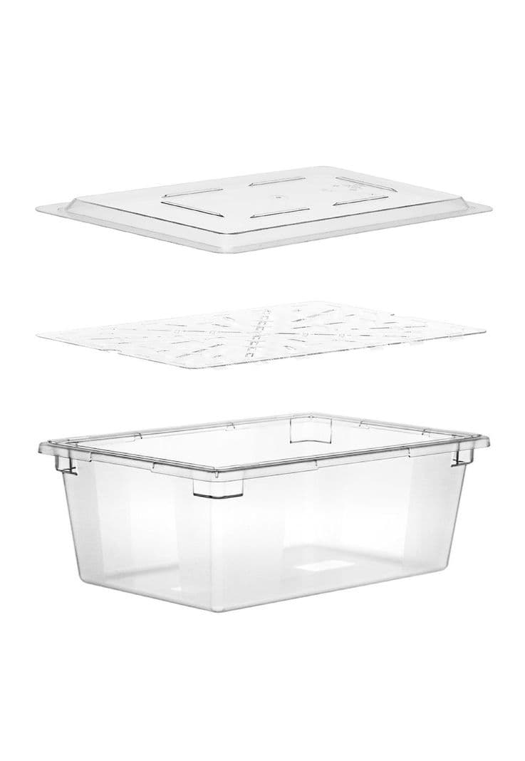 PACK CAJA DE ALMACENAMIENTO MAS TAPA Y DRENAJE 66X46X24 CM Transparente