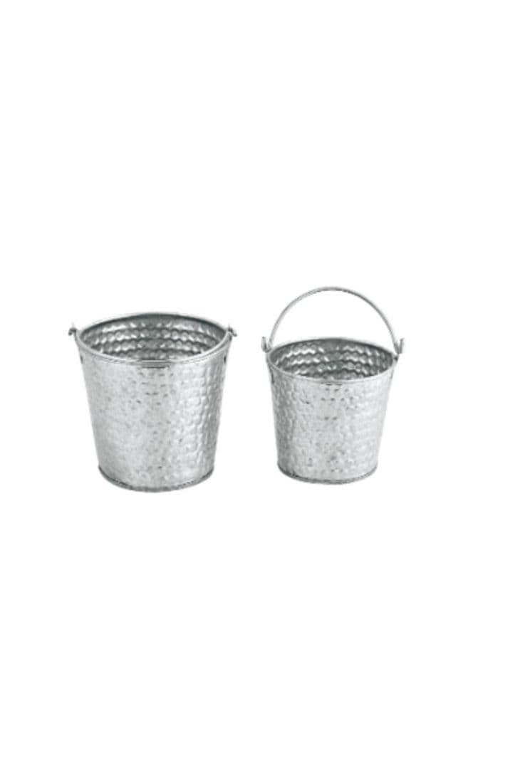 CUBO REDONDO 12 x 11.25 CM CON ASA GALVANIZADO Gris