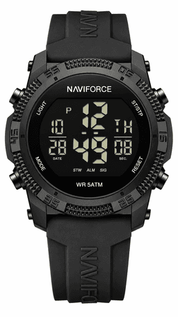 Reloj Deportivo Naviforce Nf7104 5atm Analogico Y Digital Negro