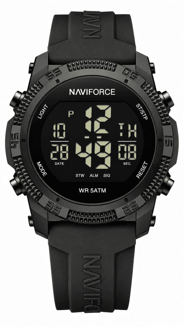 Reloj Deportivo Naviforce Nf7104 5atm Analogico Y Digital Negro