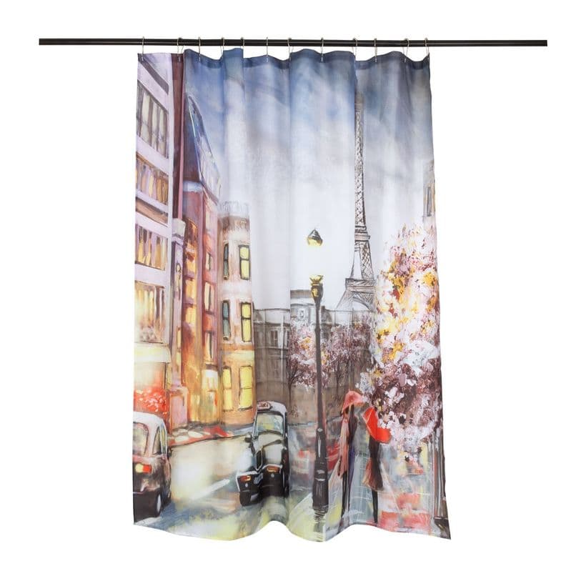 Set Cortina Bano Paris Taxi 1.80x1.80 cm. Blanco