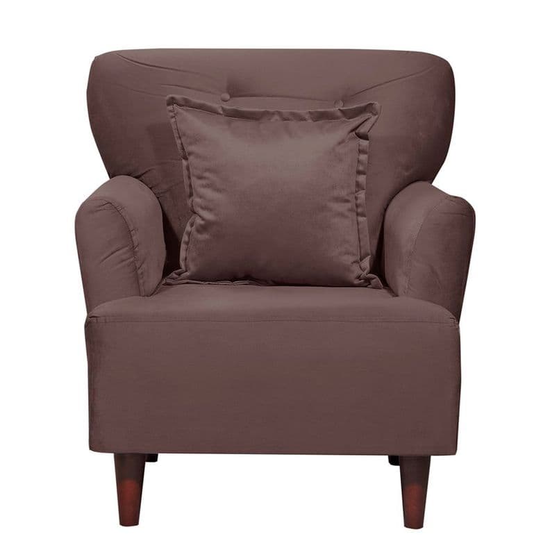 Poltrona York 1c Felpa Chocolate 75x55x92 cm Cafe