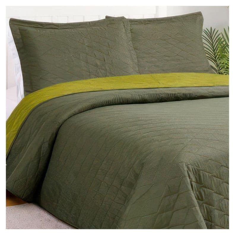 Quilt Bicolor Masel 1,5 plazas verde olive - pistacho180x250