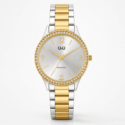 Reloj Q&Q para dama - Q75B-006PY - analogico bicolor plateado y dorado