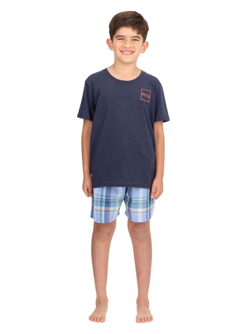 Pijama Corto Infantil Algodon Azul Mota 8