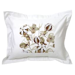 Funda de Almohada Flores de Algodon Blanco
