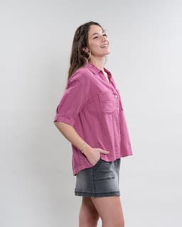Blusa Mujer cuello camisero Borgona Polemic Burdeo M L