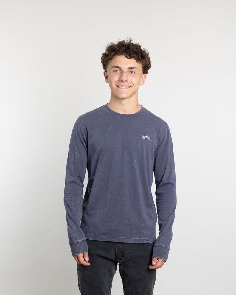 Polera manga larga juvenil tela procesada Polemic Azul 12