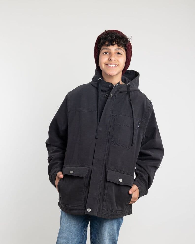 Chaqueta Canvas nino forrada en sherpa Negro Polemic 12