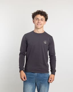 Polera manga larga juvenil algodon clasico Polemic Gris 12