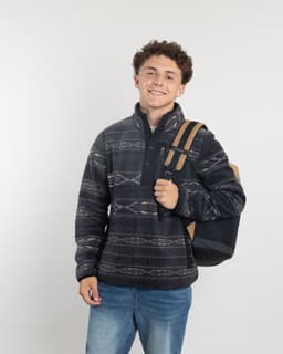 Poleron Juvenil Mini Sherpa estampado sin gorro Polemic Negro 14