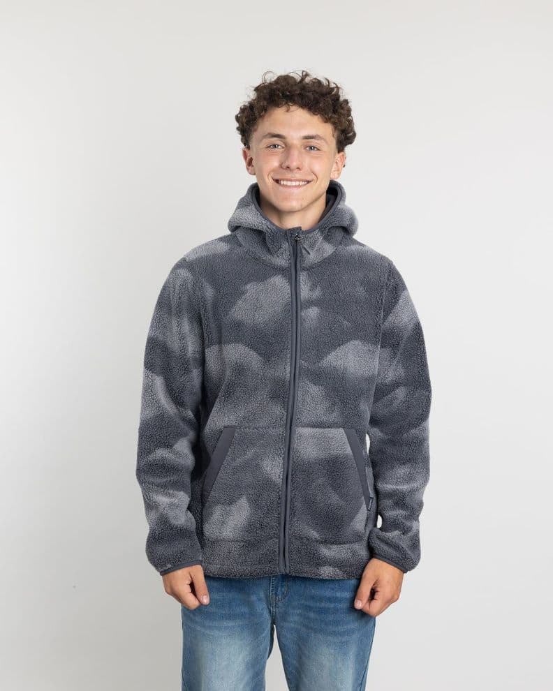 Poleron Juvenil Mini Sherpa Print con gorro Polemic Negro 12