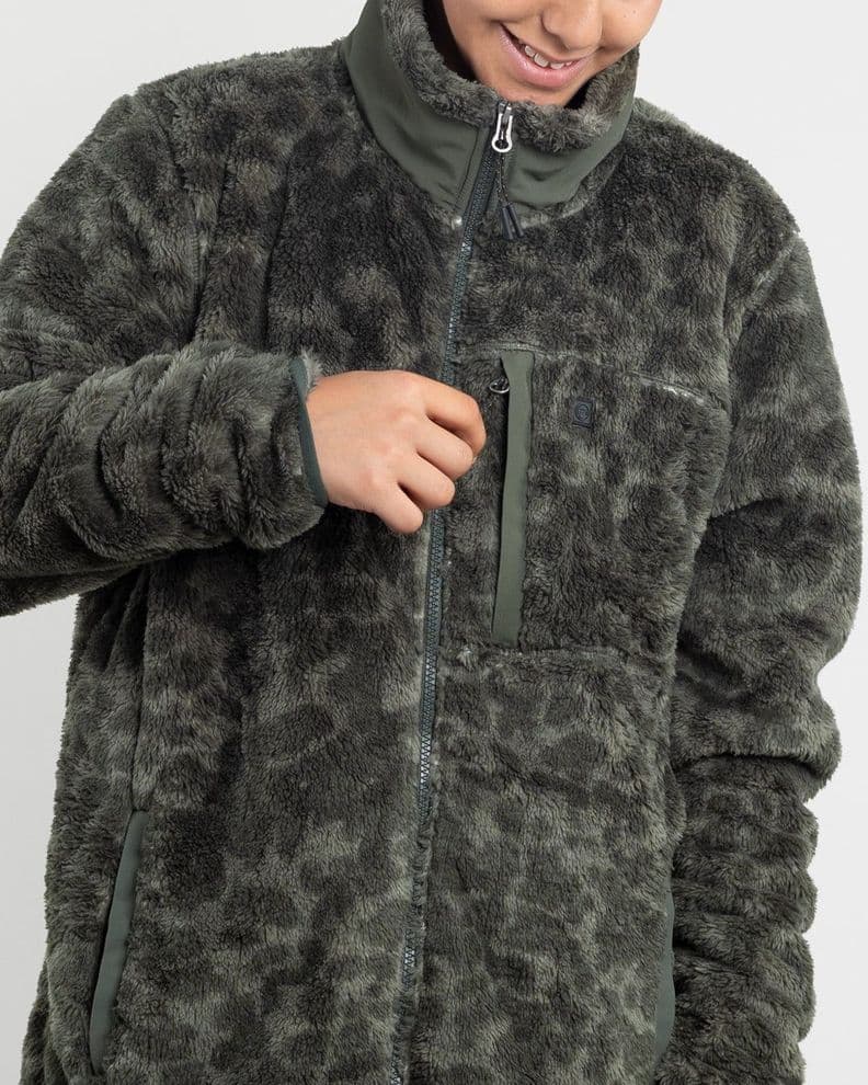 Poleron nino Polar Shaggy Print sin gorro Polemic Verde 12