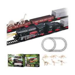 Juguete Tren Y Dinosaurio Electrico 32 Pcs Vagones Rieles Negro