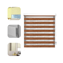 Cortina Roller Jaspeada Duo Zebra Dia Noche 120x240cm Cafe Claro