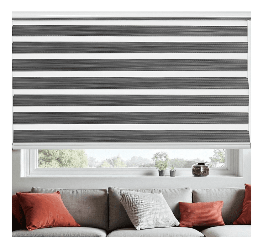 Cortina Roller Jaspeada Duo Zebra Dia Noche 100x240cm Gris 0