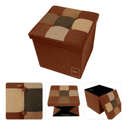 Puff Baul Plegable Organizador38x38 Tela Mix Colores Cafe 0