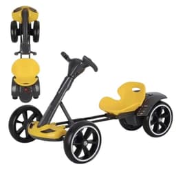 Auto Electrico Go Kart Ajustable Plegable Luces Y Bluetooth Amarillo