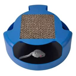 Juguete Interactivo Con Rascador Y Raton Para Gatos Mascota Azul