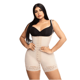 Faja Reductora Alta Compresion 3 Broches Colombiana Beige S