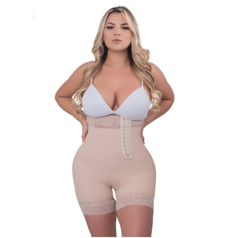 Faja Short Reductora Colombiana Strapples Alta Compresion Beige XS